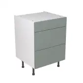 Kitchen Kit Flatpack Slab Ultra Matt Sage Green 600 Base Unit 3 Drawer - FKKF1106