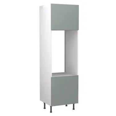 Click Here To Enlarge This Photo Of Kitchen Kit Flatpack Slab Ultra Matt Sage Green 600 Tall Unit Double Oven - FKKF1121