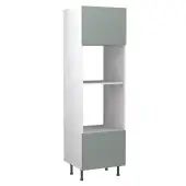 Kitchen Kit Flatpack Slab Ultra Matt Sage Green 600 Tall Unit Oven & Microwave - FKKF1132