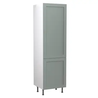 Click Here To Enlarge This Photo Of Kitchen Kit Flatpack Shaker Ultra Matt Sage Green 600 Tall Unit Fridge&Freezer 70/30 - FKKH1122