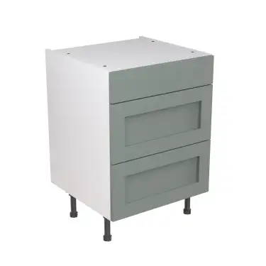 Click Here To Enlarge This Photo Of Kitchen Kit Flatpack Shaker Ultra Matt Sage Green 600 Base Unit 3 Drawer - FKKH1106