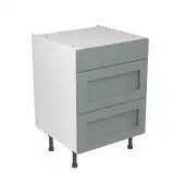 Kitchen Kit Flatpack Shaker Ultra Matt Sage Green 600 Base Unit 3 Drawer - FKKH1106