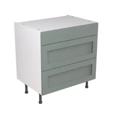 Click Here To Enlarge This Photo Of Kitchen Kit Flatpack Shaker Ultra Matt Sage Green 800 Base Unit 3 Drawer - FKKH1107