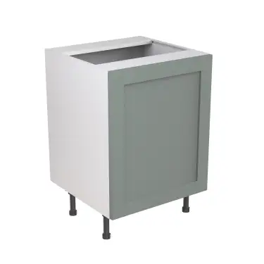 Click Here To Enlarge This Photo Of Kitchen Kit Flatpack Shaker Ultra Matt Sage Green 600 Base Unit Sink - FKKH1135