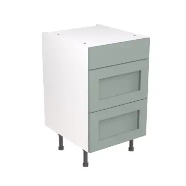 Click Here To Enlarge This Photo Of Kitchen Kit Flatpack Shaker Ultra Matt Sage Green 500 Base Unit 3 Drawer - FKKH1141