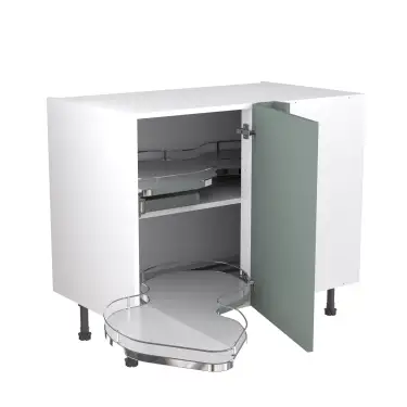 Click Here To Enlarge This Photo Of Kitchen Kit Flatpack Shaker Ultra Matt Sage Green 1000 Base Unit With Dual-Handed Nuvola Blind Corner - FKKH1165