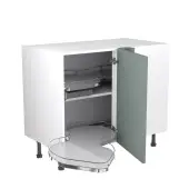 Kitchen Kit Flatpack Shaker Ultra Matt Sage Green 1000 Base Unit With Dual-Handed Nuvola Blind Corner - FKKH1165