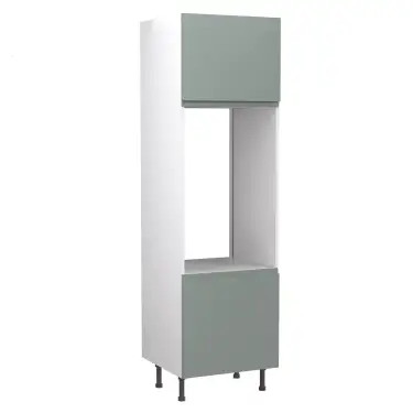 Click Here To Enlarge This Photo Of Kitchen Kit Flatpack J Pull Ultra Matt Sage Green 600 Tall Unit Double Oven - FKKJ1121