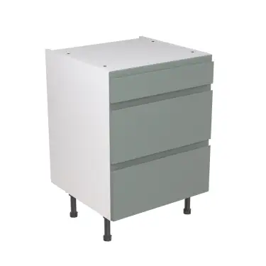 Click Here To Enlarge This Photo Of Kitchen Kit Flatpack J Pull Ultra Matt Sage Green 600 Base Unit 3 Drawer - FKKJ1106