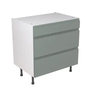 Click Here To Enlarge This Photo Of Kitchen Kit Flatpack J Pull Ultra Matt Sage Green 800 Base Unit 3 Drawer - FKKJ1107