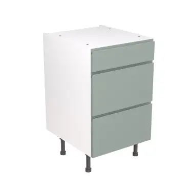 Click Here To Enlarge This Photo Of Kitchen Kit Flatpack J Pull Ultra Matt Sage Green 500 Base Unit 3 Drawer - FKKJ1141
