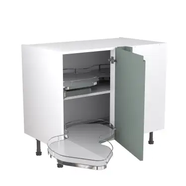 Click Here To Enlarge This Photo Of Kitchen Kit Flatpack J Pull Ultra Matt Sage Green 1000 Base Unit With Dual-Handed Nuvola Blind Corner - FKKJ1165