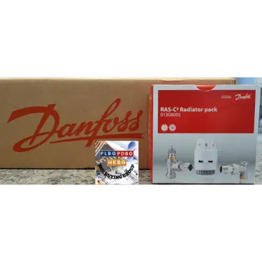 Click Here To Enlarge This Photo Of Danfoss Ras-C2 Angled Thermostatic Radiator Valve And Lockshield 15mm 013G600500