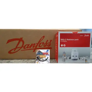 Click Here To Enlarge This Photo Of Danfoss Ras-C2 Angled Thermostatic Radiator Valve And Lockshield 15mm 013G600500