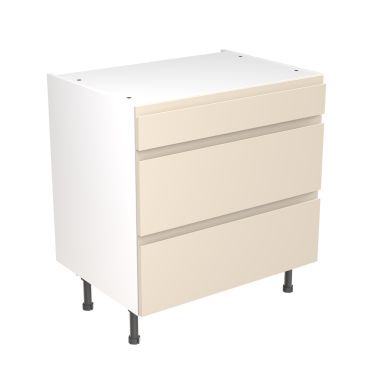 Click Here To Enlarge This Photo Of Kitchen Kit Flatpack J Pull Super Gloss Cashmere 800 Base Unit 3 Drawer - FKKJ0107