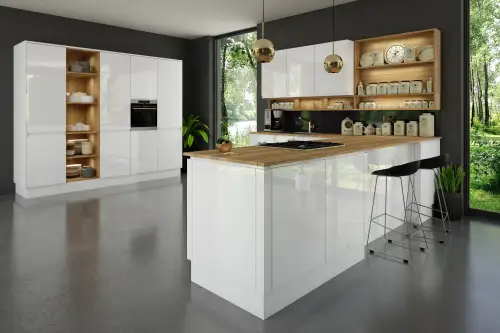 Click Here To Enlarge This Photo Of Jayline J Pull Style Handleless Kitchen Doors and Drawers in Super Gloss White by BA Components