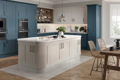 Click Here To Enlarge This Photo Of Wilton Shaker Style Kitchen Door and Drawer Fronts Oakgrain Finish in Azure Blue