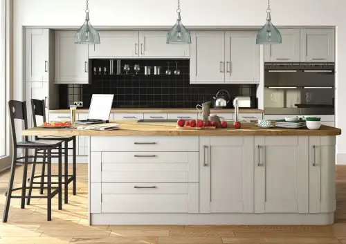 Click Here To Enlarge This Photo Of Wilton Shaker Style Kitchen Door and Drawer Fronts Oakgrain Finish in Grey