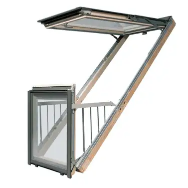 Click Here To Enlarge This Photo Of FAKRO Natural Pine Balcony Roof Window FGH-V P5 CB 94x255