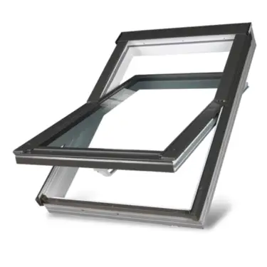 Click Here To Enlarge This Photo Of FAKRO PTP-V O2 03 66x98 White PVC Obscure Centre Pivot Roof Window