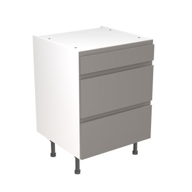 Click Here To Enlarge This Photo Of Kitchen Kit Flatpack J Pull Super Gloss Dust Grey 600 Base Unit 3 Drawer - FKKJ0306