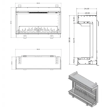 Click Here To Enlarge This Photo Of Aura Fires Kinver 850 SL Built-in Electric Fireplace with 11 Flame Effects