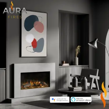 Click Here To Enlarge This Photo Of Aura Fires Kinver 850 SL Built-in Electric Fireplace with 11 Flame Effects
