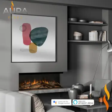 Click Here To Enlarge This Photo Of Aura Fires Kinver 1000 SL Built-in Electric Fireplace with 11 Flame Effects