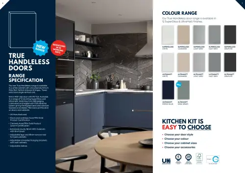 Click Here To Enlarge This Photo Of Kitchen Kit True Handleless Units Includes Soft Close Hinges and Adjustable Legs -