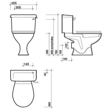 Click Here To Enlarge This Photo Of Twyford Option Horizontal Outlet Close Coupled Toilet Pan OT1148WH with White Toilet Seat and Cover OT7815WH and Fixing Kit