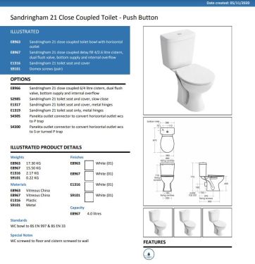 Click Here To Enlarge This Photo Of Armitage Shanks Sandringham 21 Close Coupled Toilet Pack with Standard Seat Push Button and Fixing Kit