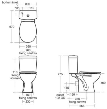 Click Here To Enlarge This Photo Of Armitage Shanks Sandringham 21 Close Coupled Toilet Pack with Standard Seat Push Button and Fixing Kit