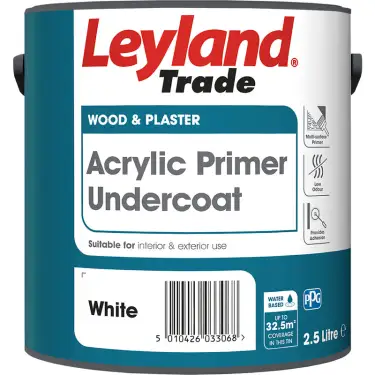 Click Here To Enlarge This Photo Of Leyland Trade Acrylic Primer Undercoat - 2.5L, White - Interior & Exterior Timber - Quick Dry, Low Odour