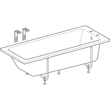 Click Here To Enlarge This Photo Of Twyford Aspect 170 cm 195 Litre 2 Tap Holes Rectangular Bathtub with Feet - AP8502WH
