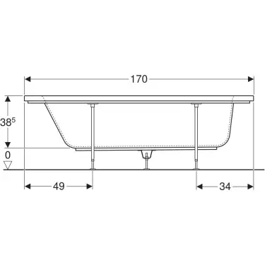 Click Here To Enlarge This Photo Of Twyford Aspect 170 cm 195 Litre 2 Tap Holes Rectangular Bathtub with Feet - AP8502WH