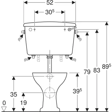 Click Here To Enlarge This Photo Of Twyford Classic floor-standing WC Horizontal Outlet for lowlevel exposed cistern CC1131WH