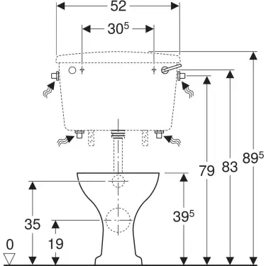 Click Here To Enlarge This Photo Of Twyford Classic floor-standing WC Horizontal Outlet for lowlevel exposed cistern CC1138WH