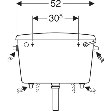 Click Here To Enlarge This Photo Of Twyford Classic Exposed Cistern 6L Single Flush Bottom Water Supply with Lever - CC2641WH