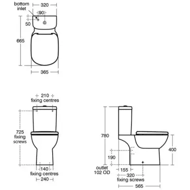 Click Here To Enlarge This Photo Of Ideal Standard Tempo Close Coupled Cistern 6/4L Dual Flush Push Button White - T427101