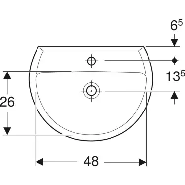 Click Here To Enlarge This Photo Of Twyford Alcona Washbasin 1 Tap Hole 55 cm x 42cm - White Ar4211Wh