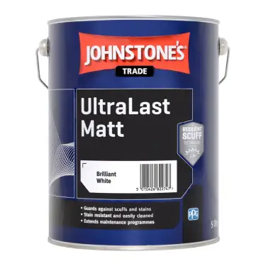 Click Here To Enlarge This Photo Of Johnstone UltraLast Matt Brilliant White 5L - Cleanable Matt Emulsion Paint