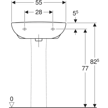 Click Here To Enlarge This Photo Of Twyford Option Washbasin 2 Tap Holes 55 cm with Chainstay Hole - White - OT4232WH