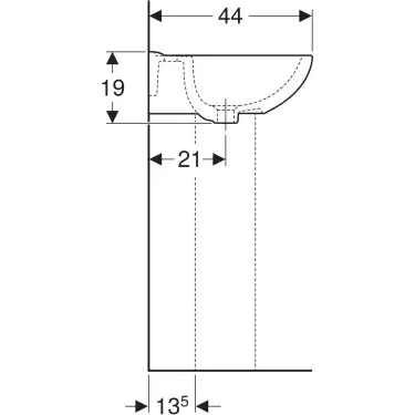 Click Here To Enlarge This Photo Of Twyford Option Washbasin 2 Tap Holes 55 cm with Chainstay Hole - White - OT4232WH