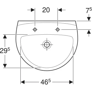 Click Here To Enlarge This Photo Of Twyford Option Washbasin 2 Tap Holes 55 cm with Chainstay Hole - White - OT4232WH