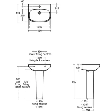 Click Here To Enlarge This Photo Of Ideal Standard I.Life A 55cm Washbasin, 1 Tap Hole with Overflow - E245801