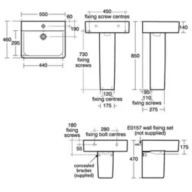 Click Here To Enlarge This Photo Of Ideal Standard Concept Wash Basin Cube 55 cm 1 Tap Hole White Overflow - E784201