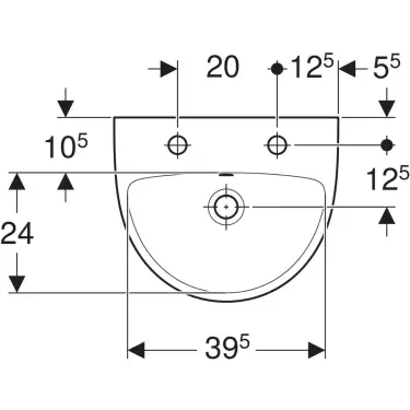 Click Here To Enlarge This Photo Of Geberit Selnova 45 cm 2 Tap Holes White Handrinse Basin with Visible Overflow