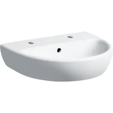 Click Here To Enlarge This Photo Of Geberit Selnova 45 cm 2 Tap Holes White Handrinse Basin with Visible Overflow