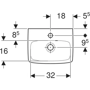 Click Here To Enlarge This Photo Of Geberit Selnova Square 36 cm White Handrinse Basin One Tap Hole with Overflow - 501.469.00.6
