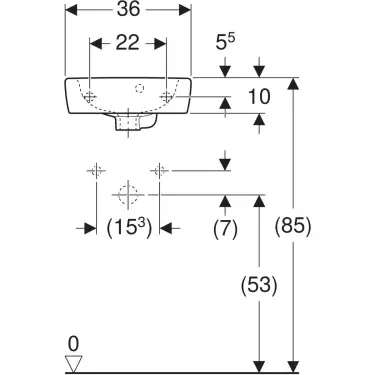 Click Here To Enlarge This Photo Of Geberit Selnova Square 36 cm White Handrinse Basin One Tap Hole with Overflow - 501.469.00.6
